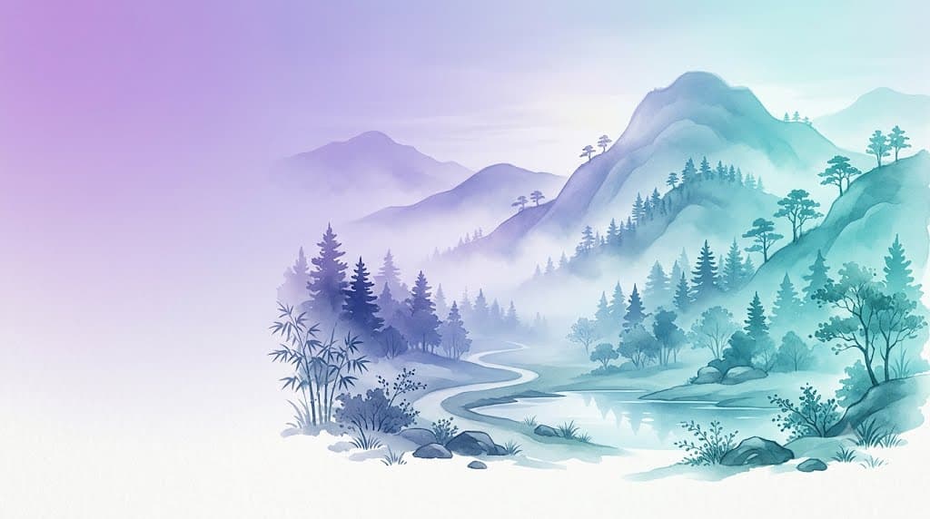 Trees on a mountain with a lake and path
